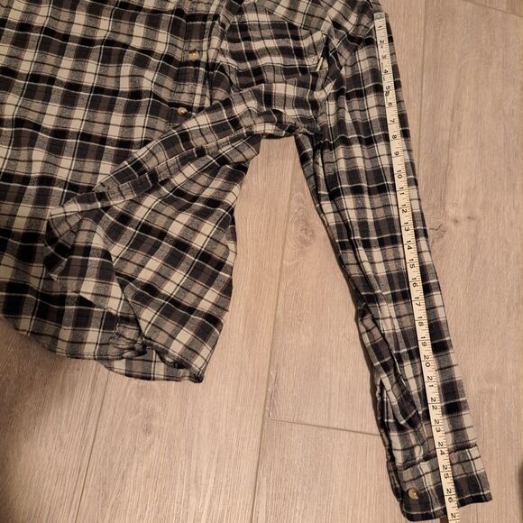 Woolrich Beige Brown Plaid Cotton Flannel Long Sleeve Shirt Men's XL - Picture 11 of 12